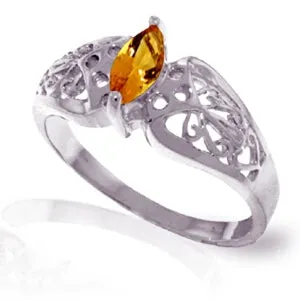 0.2 Carat 14K Solid White Gold From Same Vantage Citrine Ring