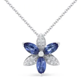 0.45ct Created Sapphire 16"Pendant Necklace in 14K White Gold