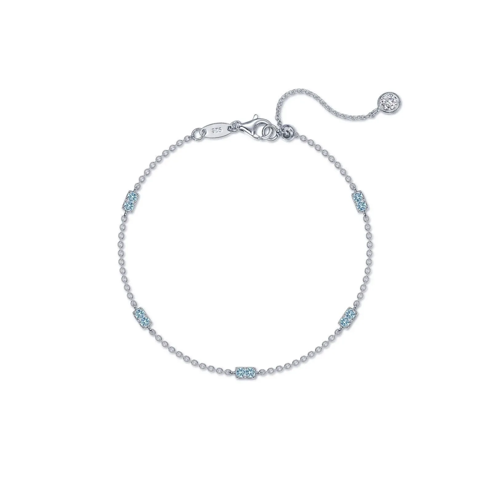 0.55 CTW Simulated Blue Topaz & Diamond Station Bracelet