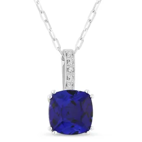 0.76ct Created Sapphire 16"Pendant Necklace in 14K White Gold