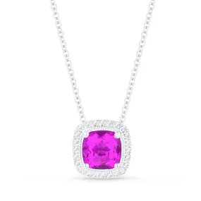 0.82Ct Pink Sapphire 16"pendant Necklace In 14K White Gold