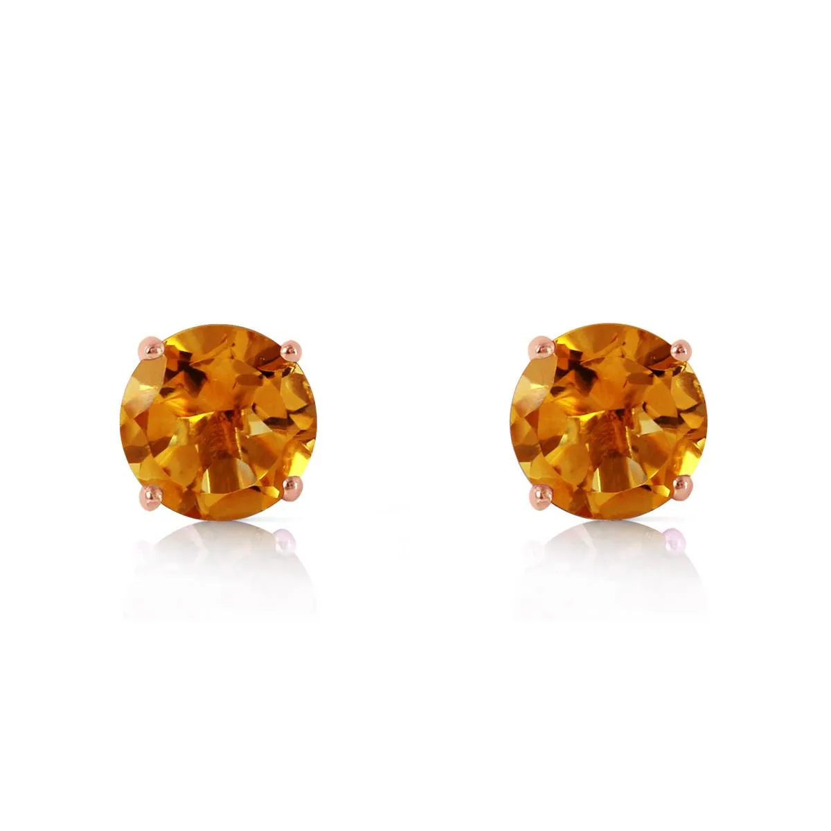 0.95 Carat 14K Solid Rose Gold Petite Citrine Stud Earrings