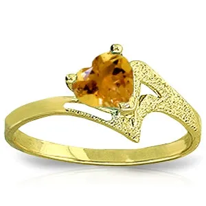 0.95 Carat 14K Solid Yellow Gold Rainbow's Way Citrine Ring