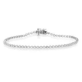 1 cttw 68 Stones Round Diamond Bracelet 14K White Gold Prong Set 7 Inch