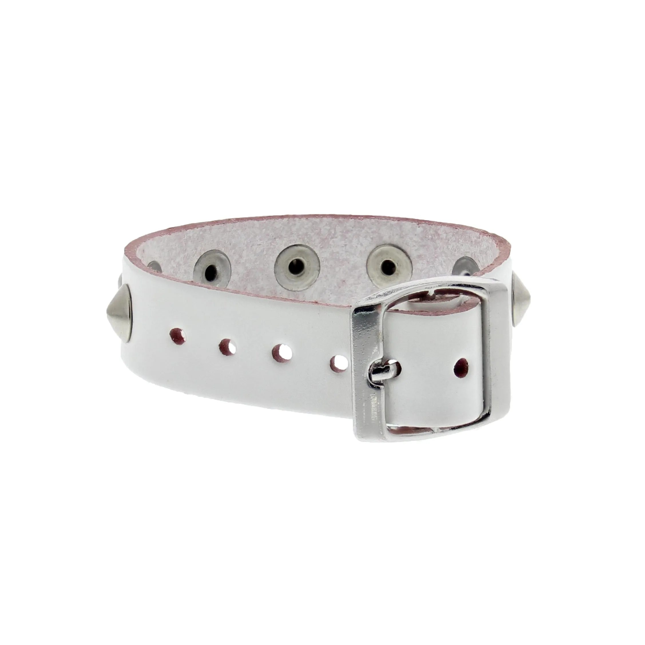 1-Row Conical Studded Leather Bracelet with Buckle