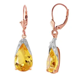 10 Carat 14K Solid Rose Gold Leverback Earrings Natural Citrine