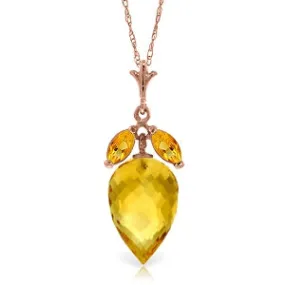 10 Carat 14K Solid Rose Gold Necklace Marquis Pointy Briolette Citrine