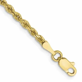 10k Yellow Gold Diamond Cut Rope Anklet 2.5MM