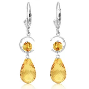 11 Carat 14K Solid White Gold Glass Of White Wine Citrine Earrings