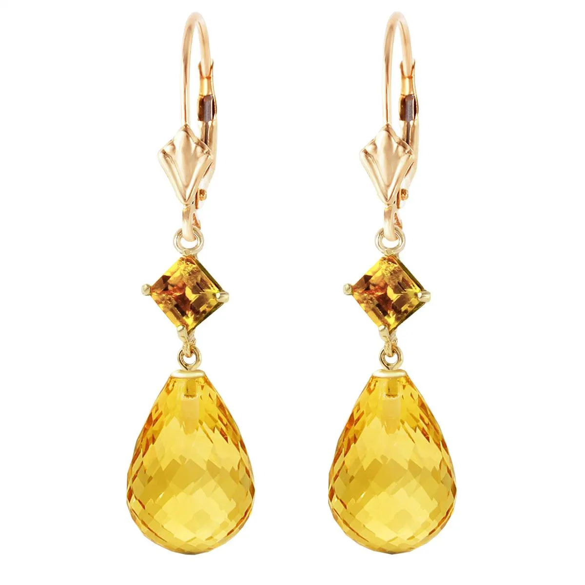 11 Carat 14K Solid Yellow Gold Broadway Citrine Earrings