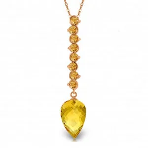 11.05 Carat 14K Solid Rose Gold Necklace Pointy Briolette Drop Citrine