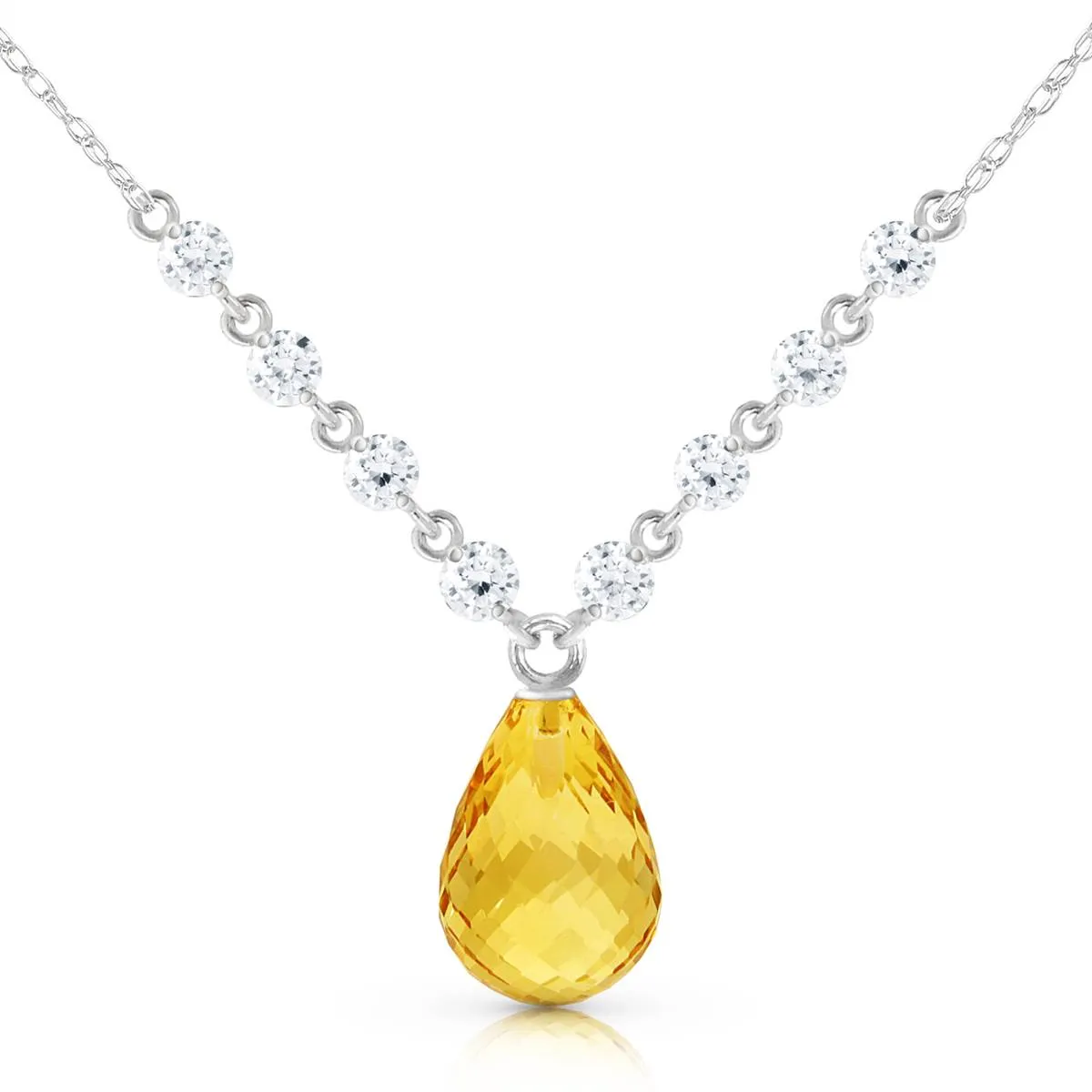 11.3 Carat 14K Solid White Gold Dispense Confidence Citrine Diamond Necklace