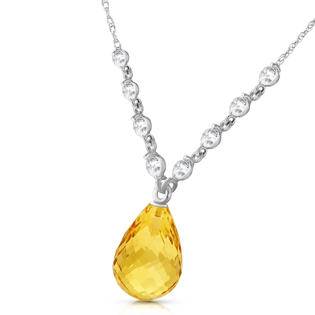 11.3 Carat 14K Solid White Gold Dispense Confidence Citrine Diamond Necklace