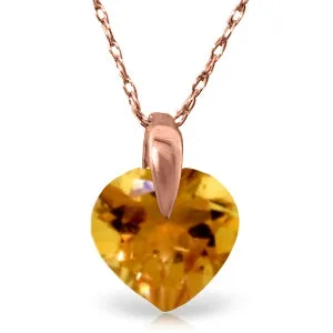 1.15 Carat 14K Solid Rose Gold Lonely Heart Citrine Necklace