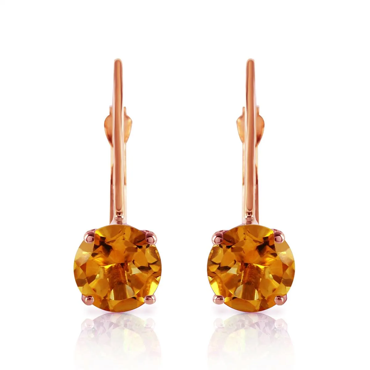 1.2 Carat 14K Solid Rose Gold Solitaire Citrine Earrings