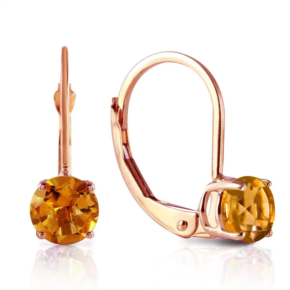 1.2 Carat 14K Solid Rose Gold Solitaire Citrine Earrings