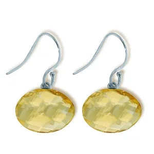 12 Carat 14K Solid White Gold Fish Hook Earrings Natural Citrine