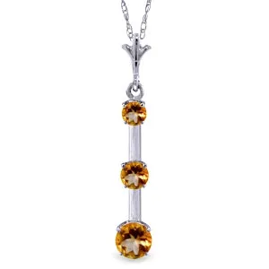 1.25 Carat 14K Solid White Gold Torpedo Citrine Necklace