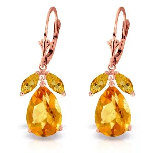 13 Carat 14K Solid Rose Gold Belle Citrine Earrings