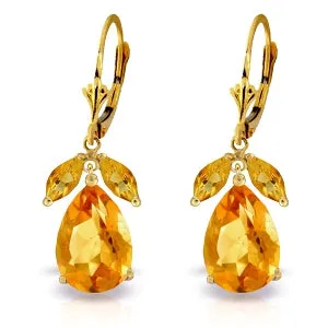 13 Carat 14K Solid Yellow Gold Magnificence Citrine Earrings