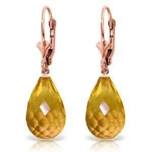 14 Carat 14K Solid Rose Gold Citrine Briolette Swing Earrings