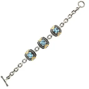 14K & Silver Bracelet with Blue Topaz and White Topaz (141B1108205BT-WT)