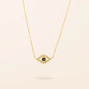 14K Gold Diamond and Sapphire Evil Eye Necklace