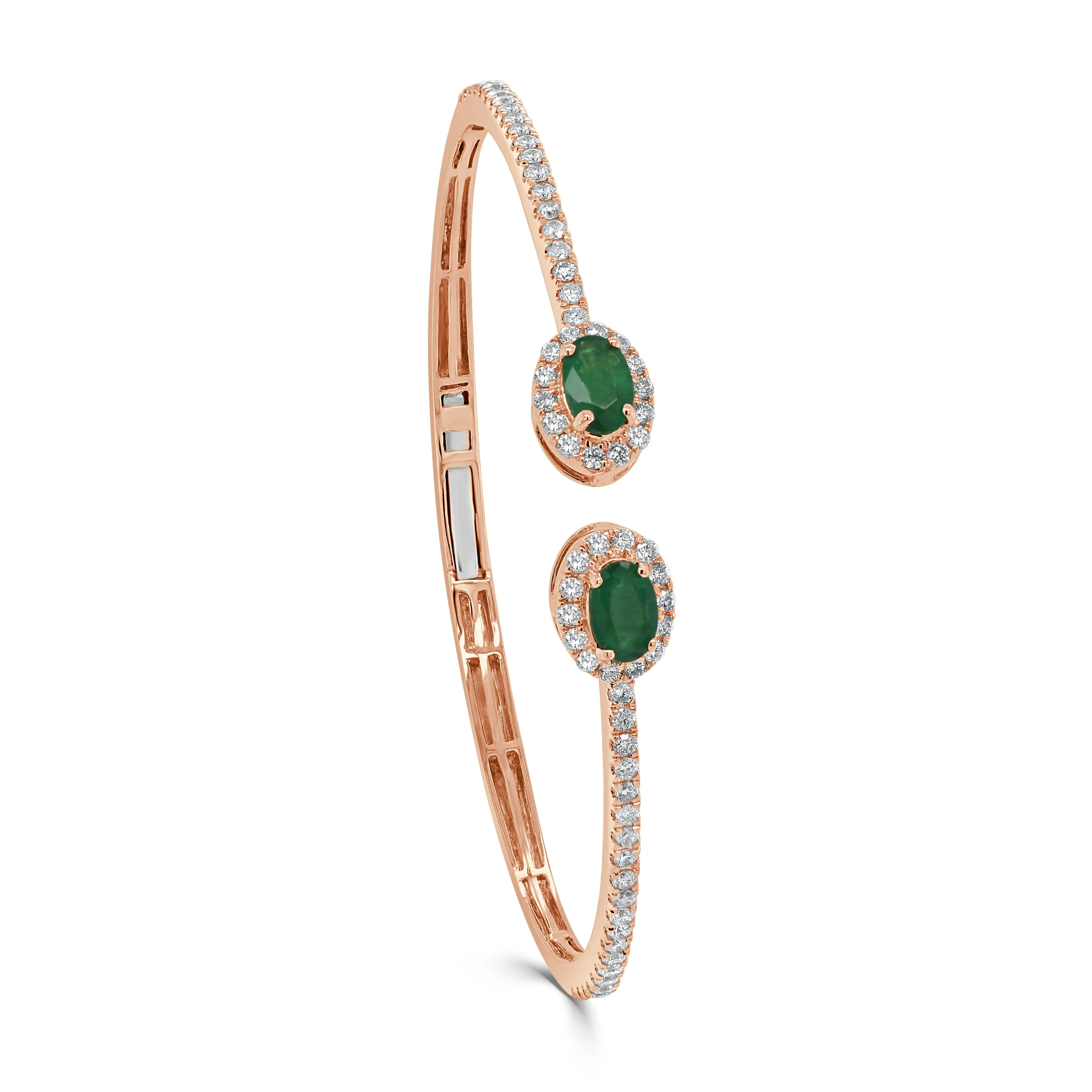 14K Gold Emerald & Diamond Cuff Bangle