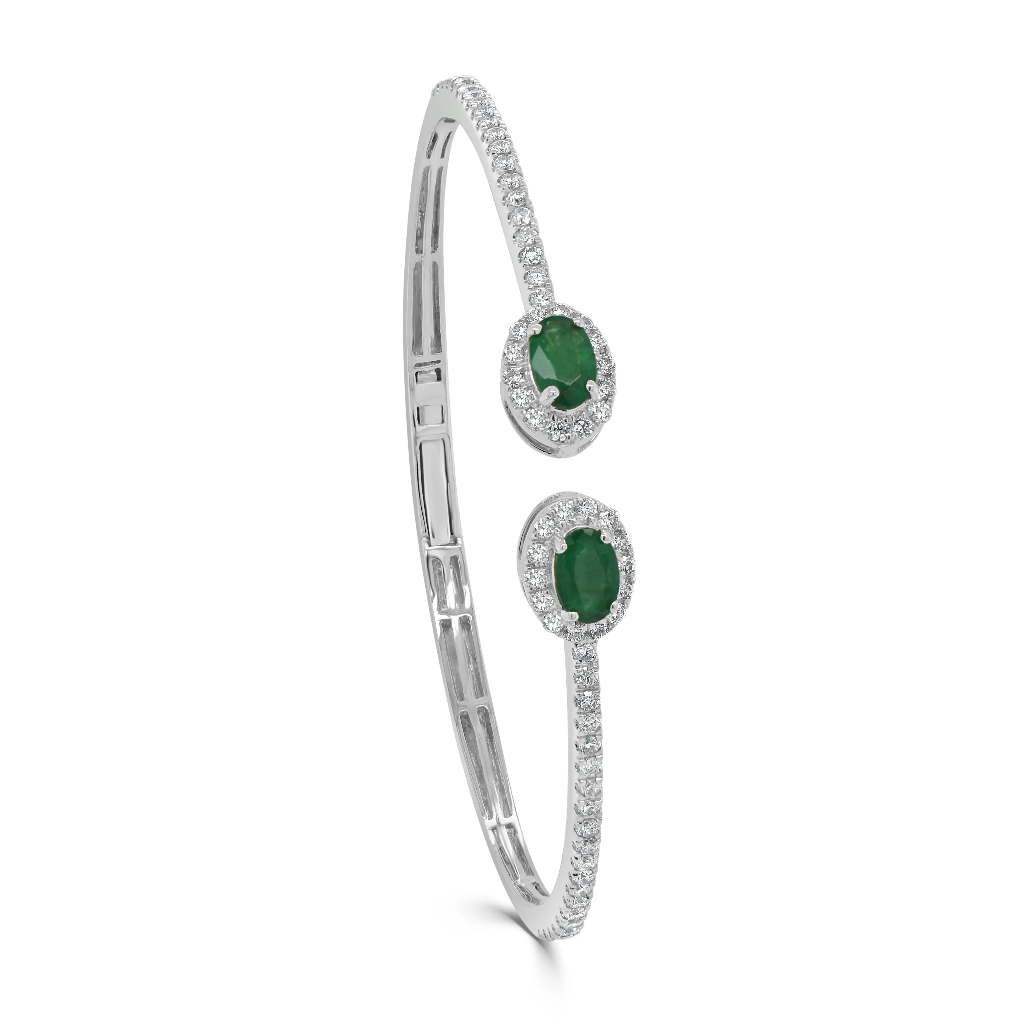 14K Gold Emerald & Diamond Cuff Bangle