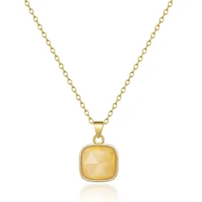 14K Gold Healing Crystal Necklace Natural Energy Stone Pendant Necklace - Citrine