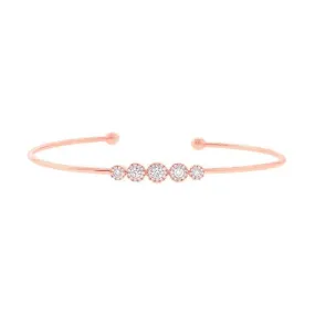 14K Rose Gold Diamond Graduating (5) Cluster Cuff Bangle