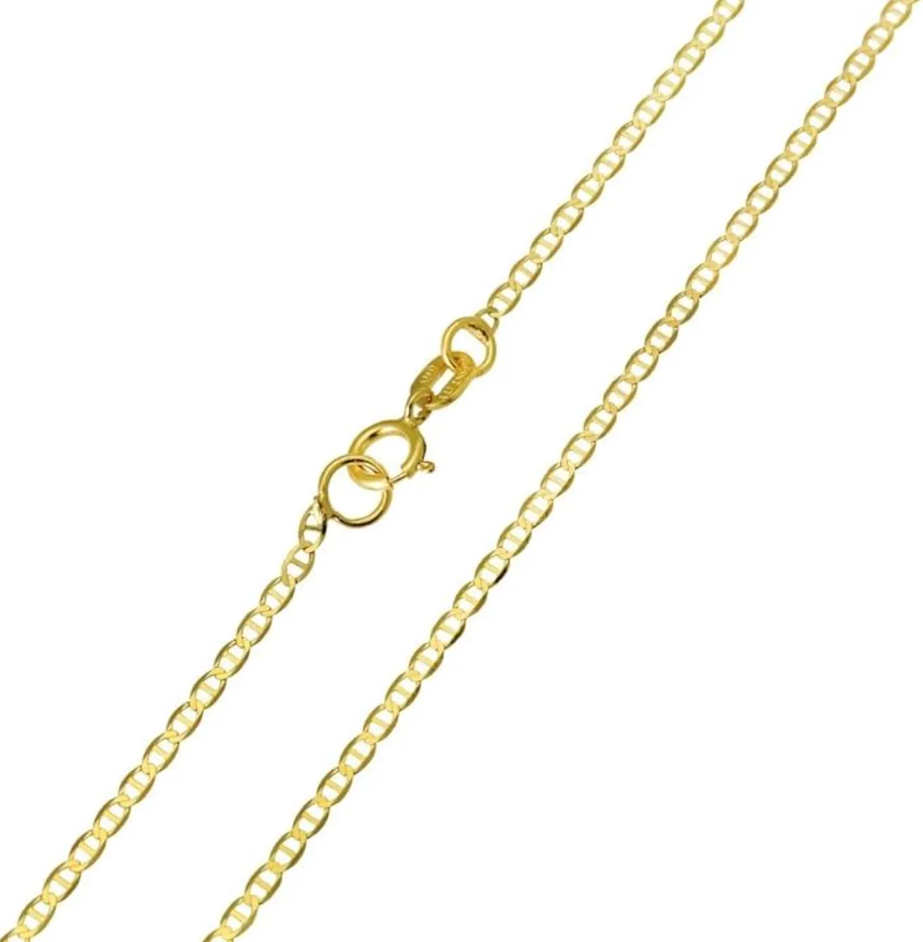 14K Solid Gold Mariner Link Necklace Men Cuban Chain 18 - 24in.