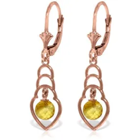 14K Solid Rose Gold Natural Citrine Certified Earrings