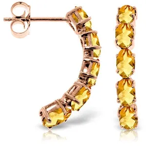 14K Solid Rose Gold Natural Citrine Earrings