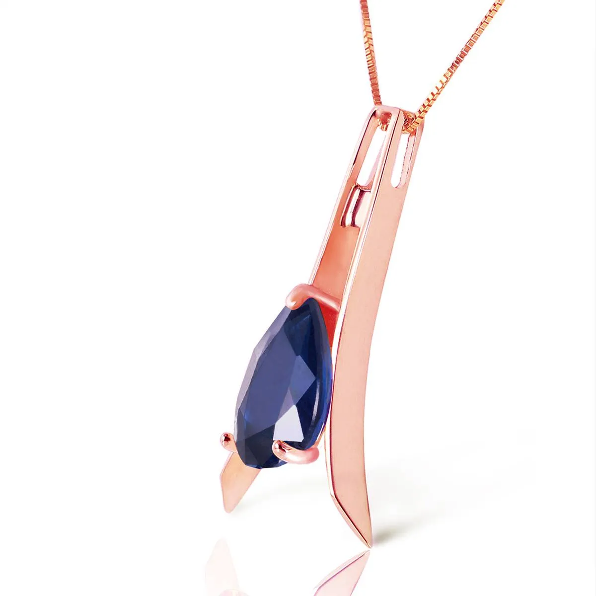 14K Solid Rose Gold Natural Sapphire Necklace Certified Series