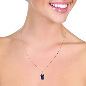 14K Solid Rose Gold Natural Sapphire Necklace Jewelry Series