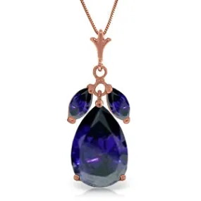 14K Solid Rose Gold Natural Sapphire Necklace Jewelry Series