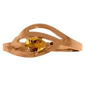 14K Solid Rose Gold Ring Natural Citrine Jewelry