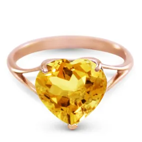 14K Solid Rose Gold Ring w/ Natural 10.0 mm Heart Citrine