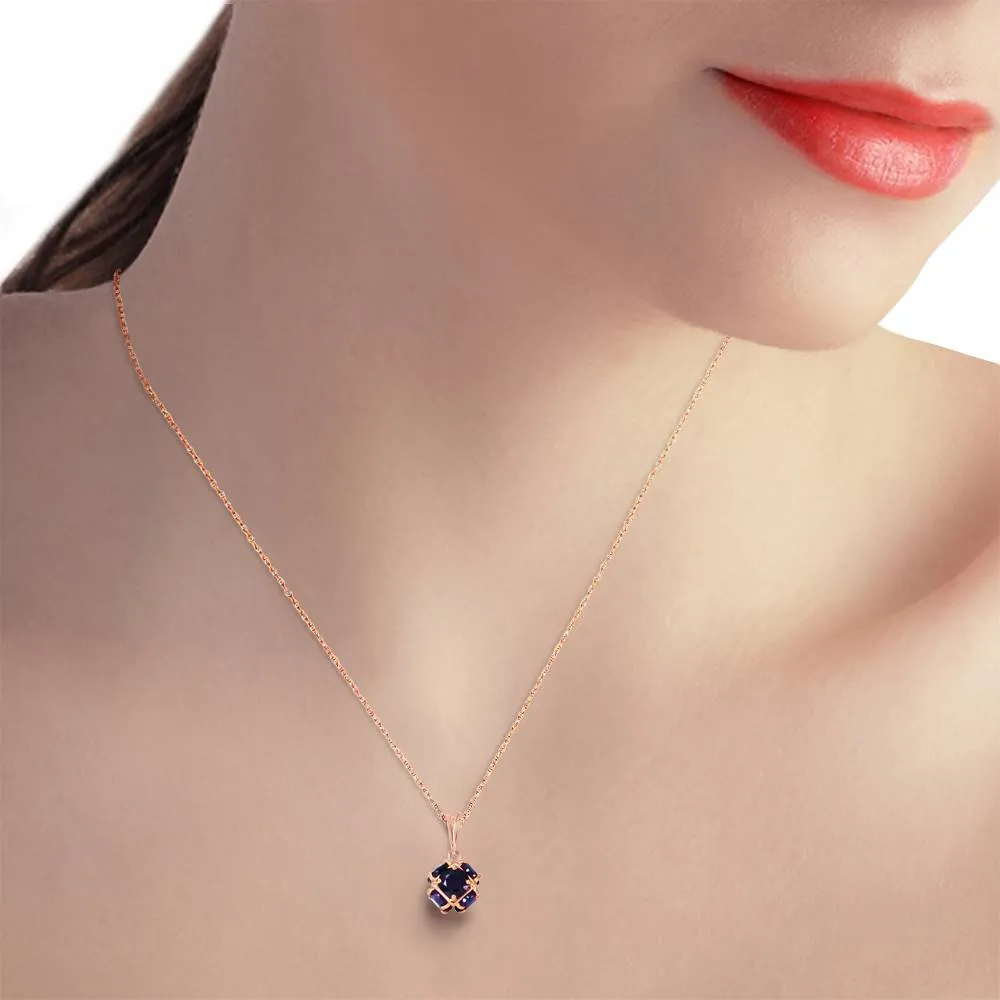 14K Solid Rose Gold Sapphire Necklace Genuine