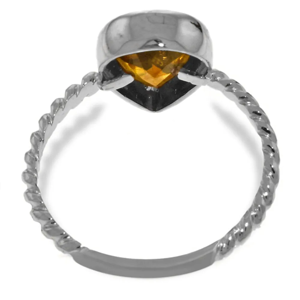 14K Solid White Gold Rings w/ Natural Pear Shape Citrine