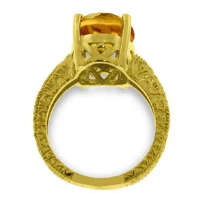 14K Solid Yellow Gold Ring w/ Natural Oval Citrine