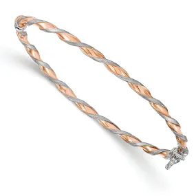 14k White Gold Rose Gold Tone Twisted Bangle