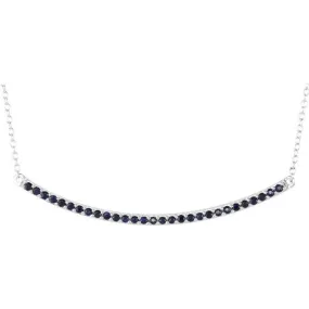 14K White Natural Blue Sapphire Bar 16-18" Necklace