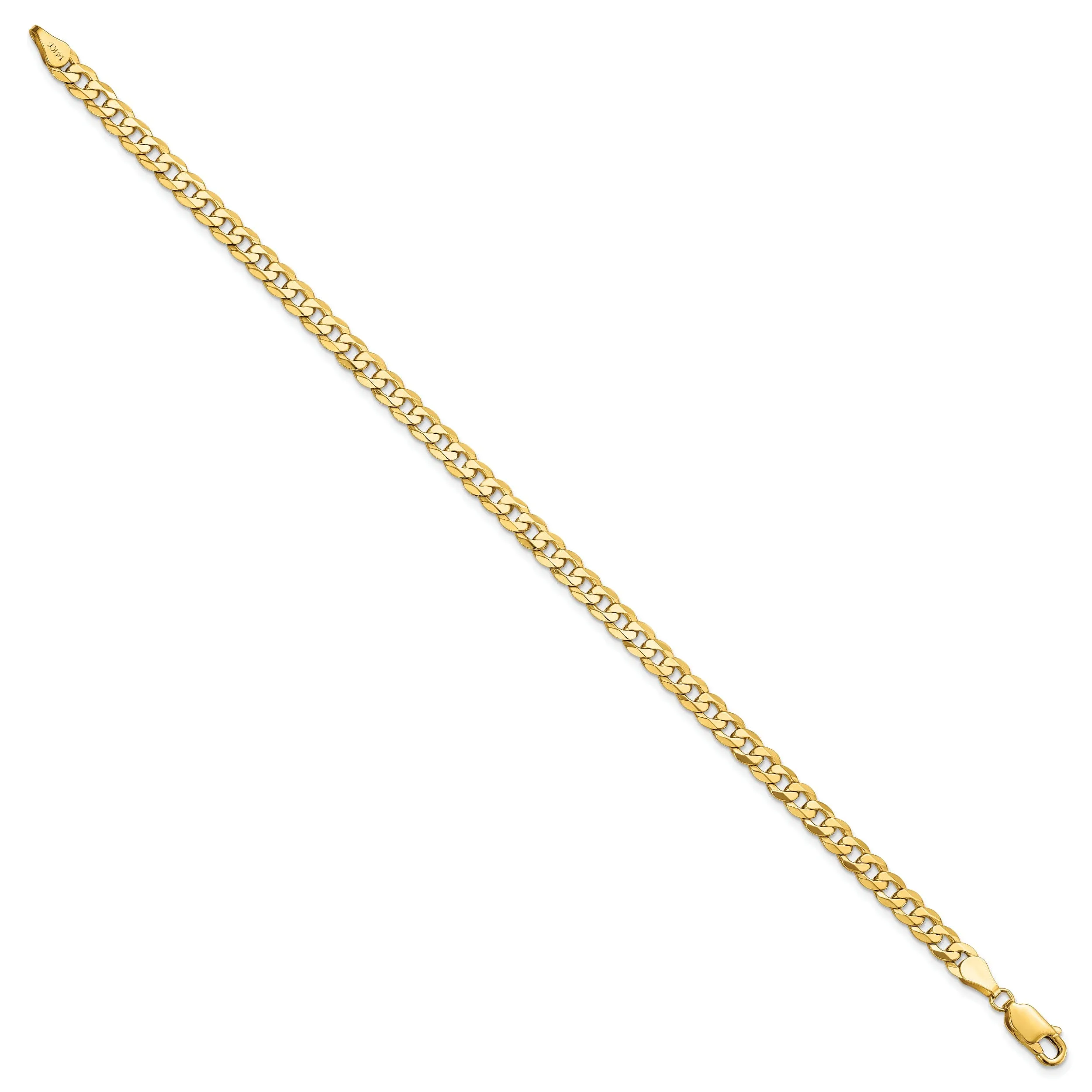 14k Yellow Gold 4.5mm Beveled Curb Bracelet