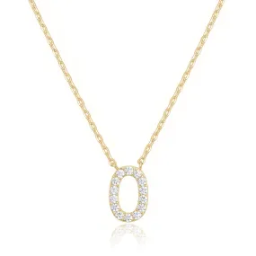 14k Yellow Gold Created White Sapphire Initial O Letter Pendant Necklace Plated