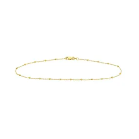 14K Yellow Gold Faceted Bead Saturn Chain with Lobster Lock Anklet