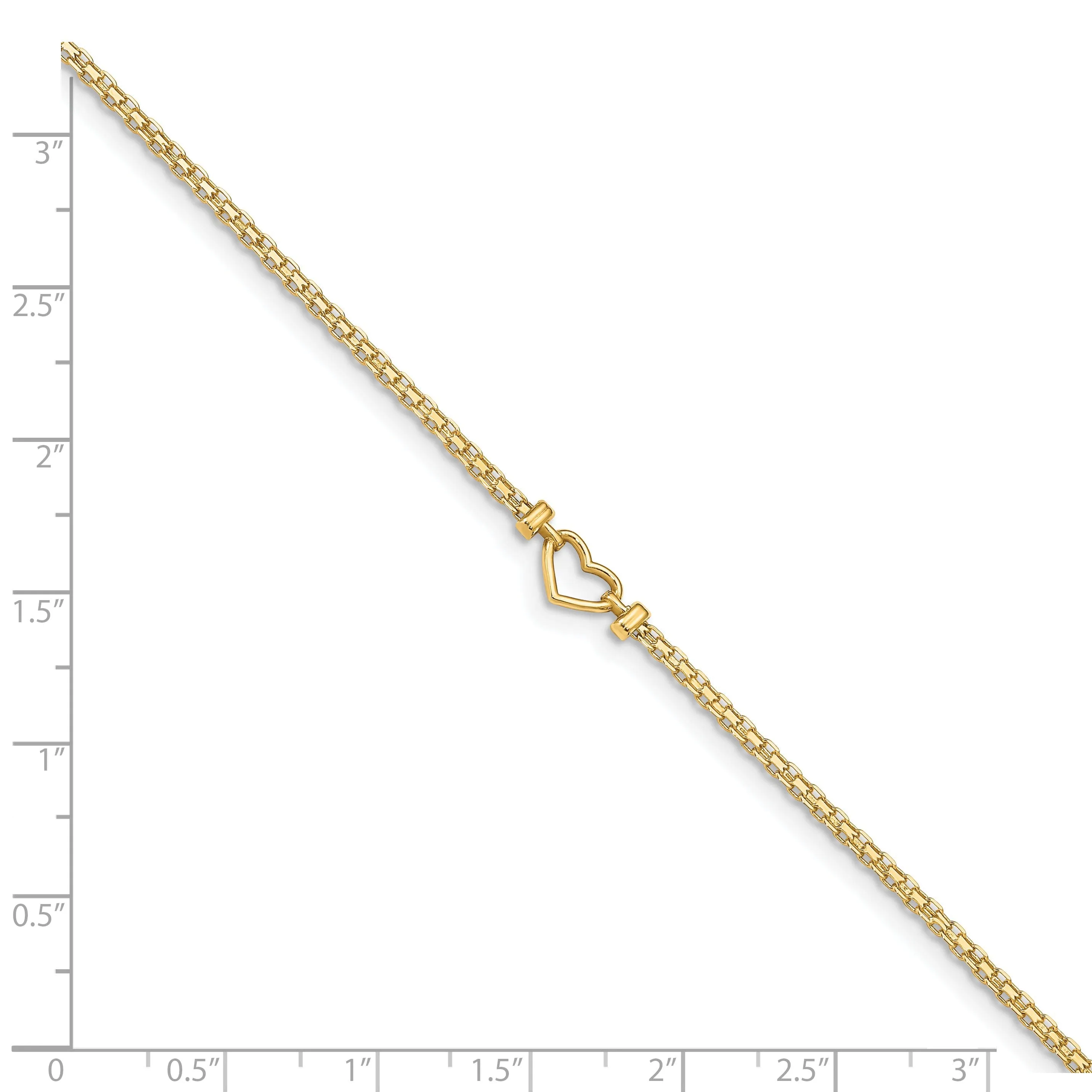 14k Yellow Gold Fancy Heart Anklet Bracelet