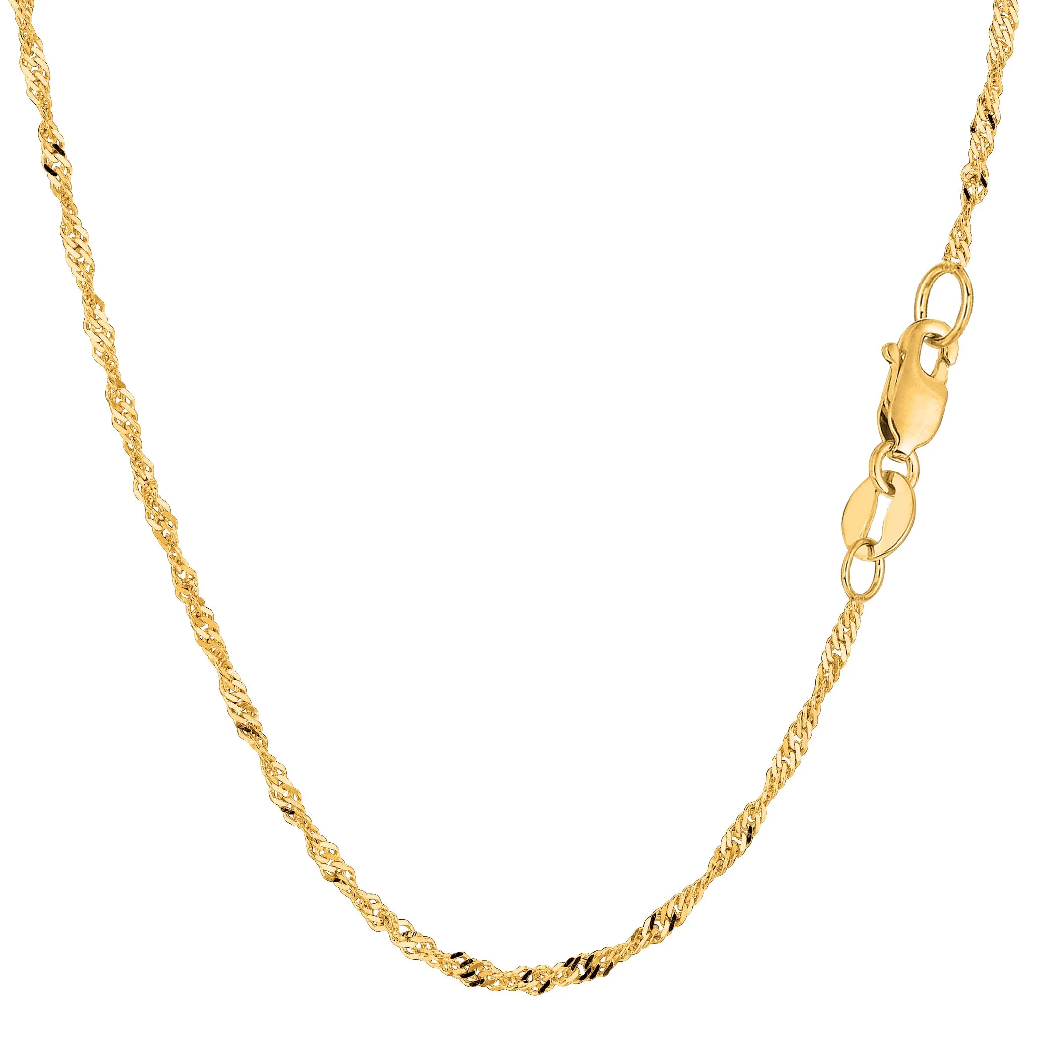 14k Yellow Gold Singapore Chain Bracelet, 1.7mm, 7"