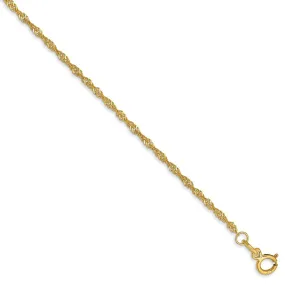 1.4mm, 14k Yellow Gold, Singapore Chain Anklet